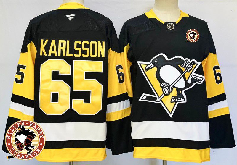 Men Pittsburgh Penguins #65 Karlsson Black Fanatics 2025 NHL Jersey style 4->pittsburgh penguins->NHL Jersey